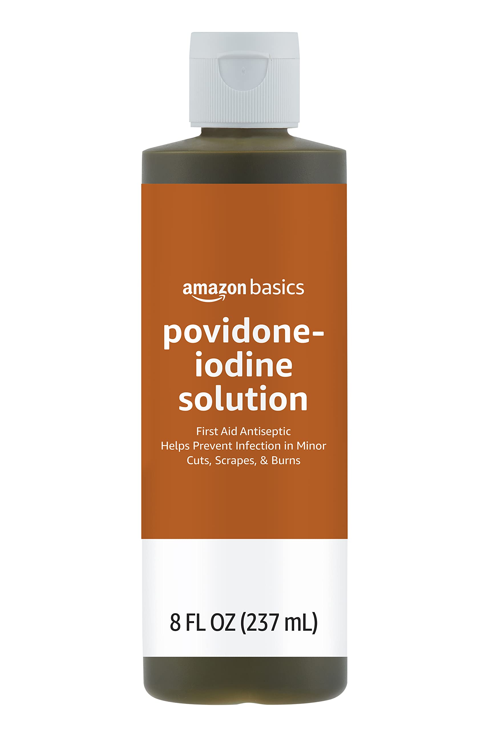 Amazon Basics First Aid Antiseptic, 10% Povidone Iodine Solution First Aid Antiseptic, Unflavored, 8 Fluid Ounces, 1-Pack (Previously Solimo)
