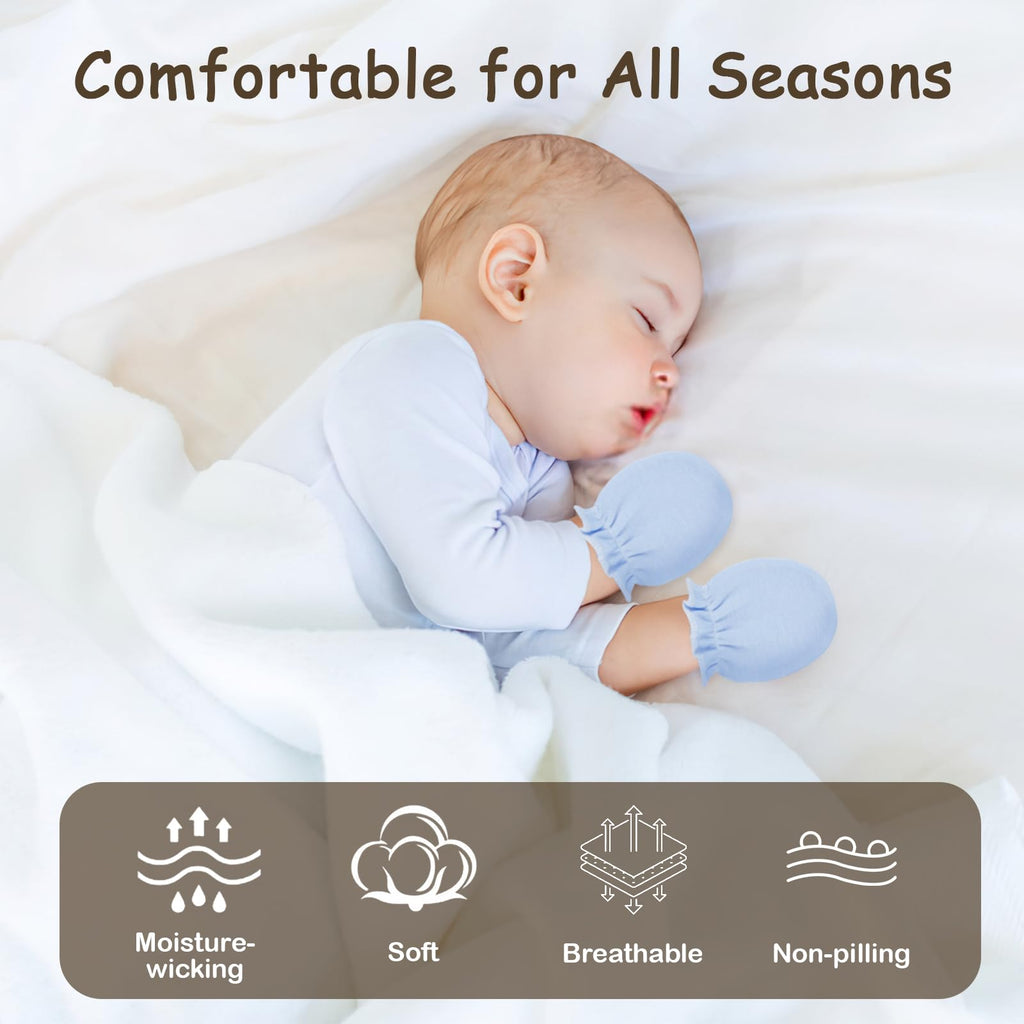 Hoiny 8 Pairs Baby Mittens Unisex, Newborn Mittens No Scratch Cotton Mitten, Newborn Essentials for 0-6 Months Boys Girls