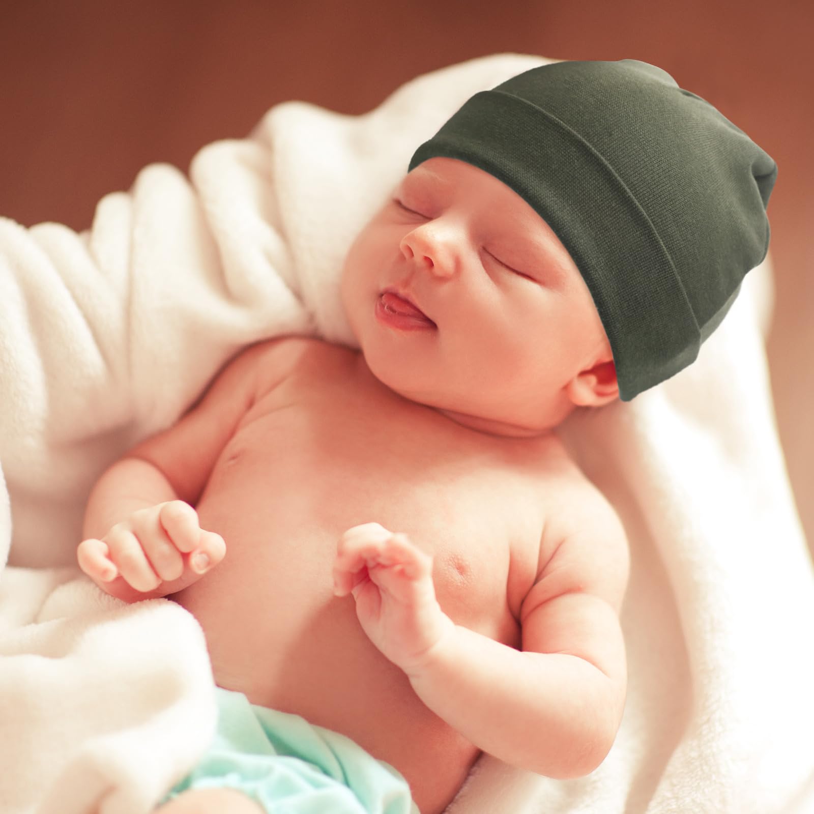 DRESHOW BQUBO 6 Pack Baby Beanie Hats for Unisex Infant Toddler Cotton Beanie Newborn Hospital Hat for Boys Girls 0-6 Months