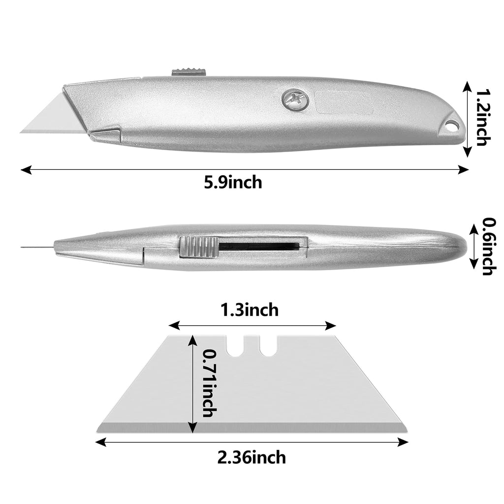 DIYSELF 2Pack Utility Knife Box Cutter Retractable Razor Blade Heavy Duty Box Cutters Knife PVC Pipe Cutter (Red)