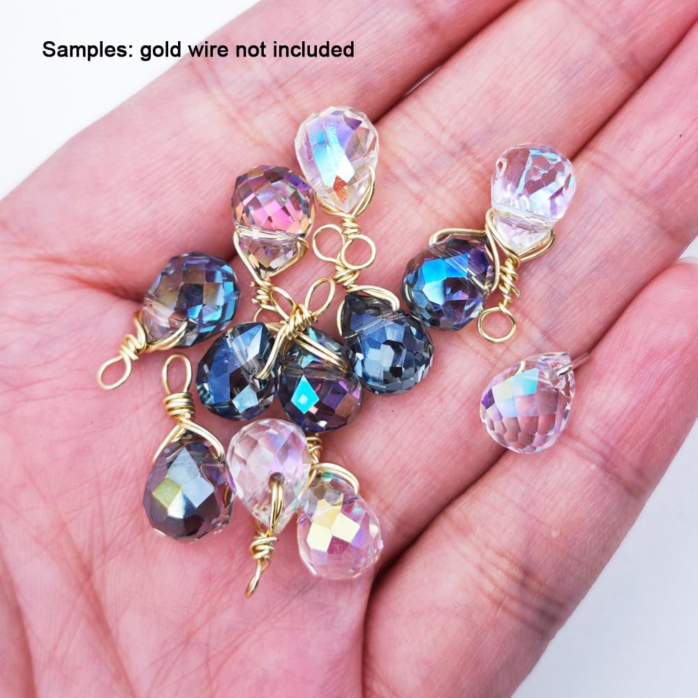 INSPIRELLE 120 Pieces Crystal Teardrop Charms Multicolor Glass Faceted Waterdrop Pendants for Jewerly Craft Making 8x10mm