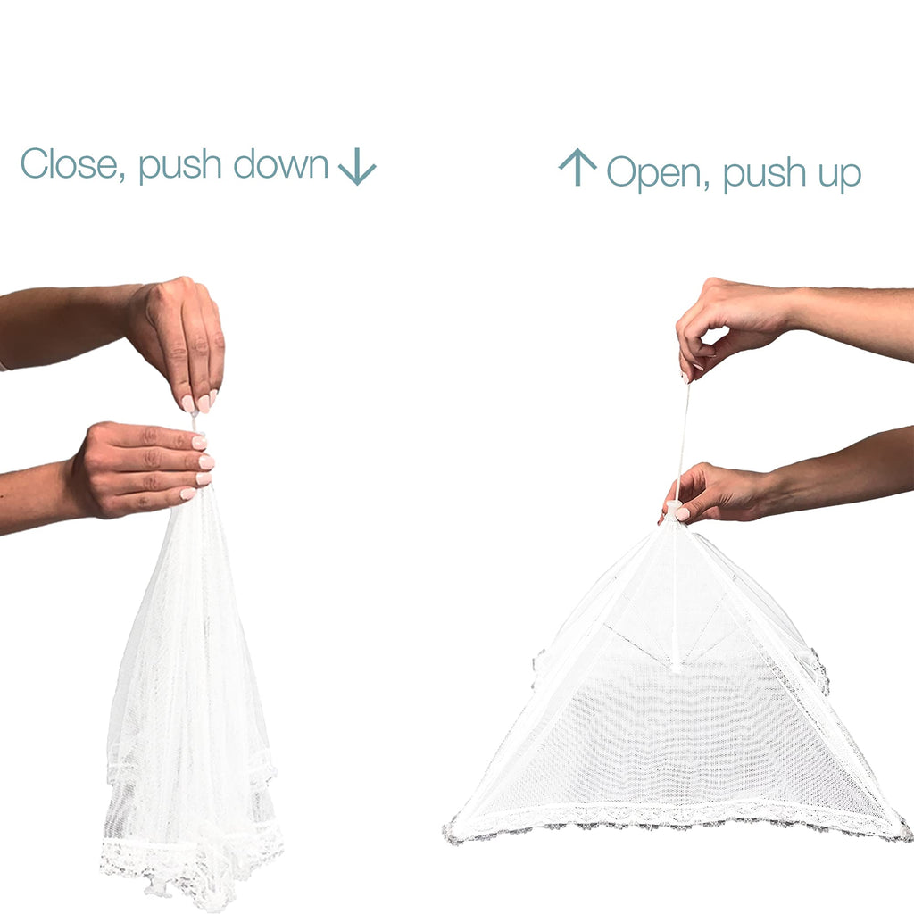 Simply Genius Pop-Up Mesh Food Covers - 17 x 17 in, White, 6 Pack, Large & Tall - Reusable & Collapsible Food Tents for Outdoor Serving
