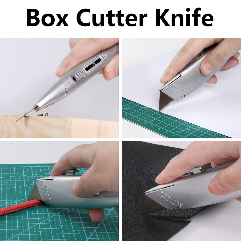 DIYSELF 2Pack Utility Knife Box Cutter Retractable Razor Blade Heavy Duty Box Cutters Knife PVC Pipe Cutter (Red)