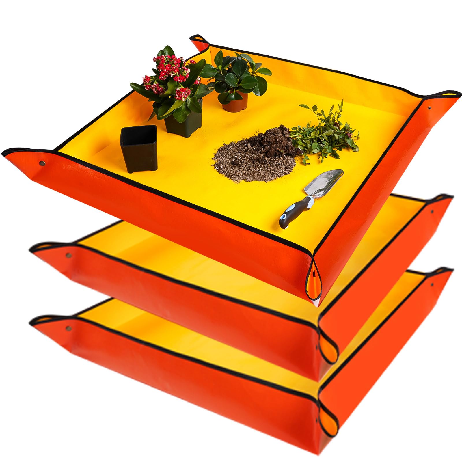 Repotting Mat for Indoor Plant Transplanting and Mess Control 27"x 27" Thickened Waterproof Potting Tray Foldable Succulent Potting Mat Portable Gardening Mat Garden Gifts for Women & Men