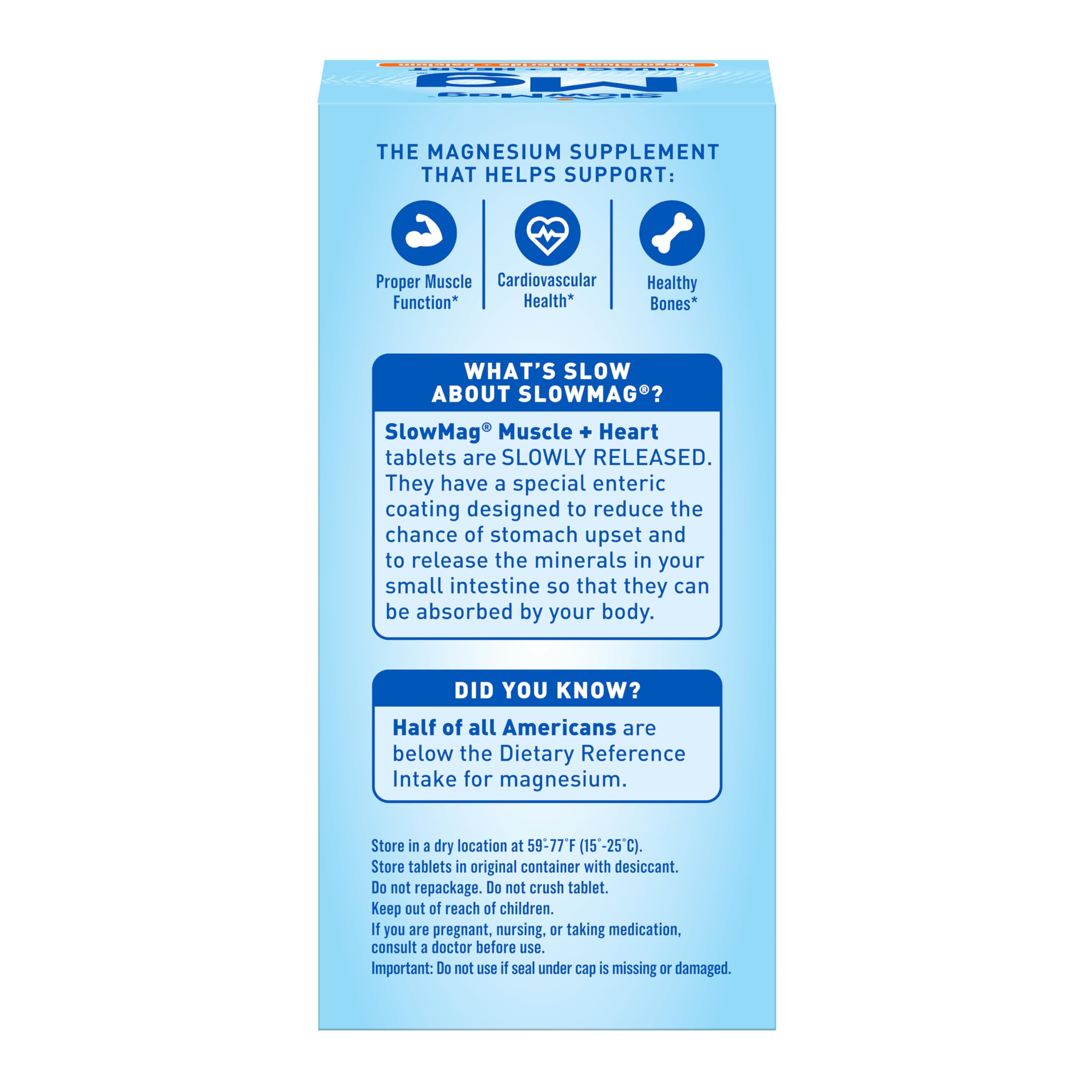 SlowMag Muscle & Heart Magnesium Chloride Supplement with Calcium, 180 Count, Supports Muscle Relaxation, Heart, Nerve & Bone Health, High Absorption
