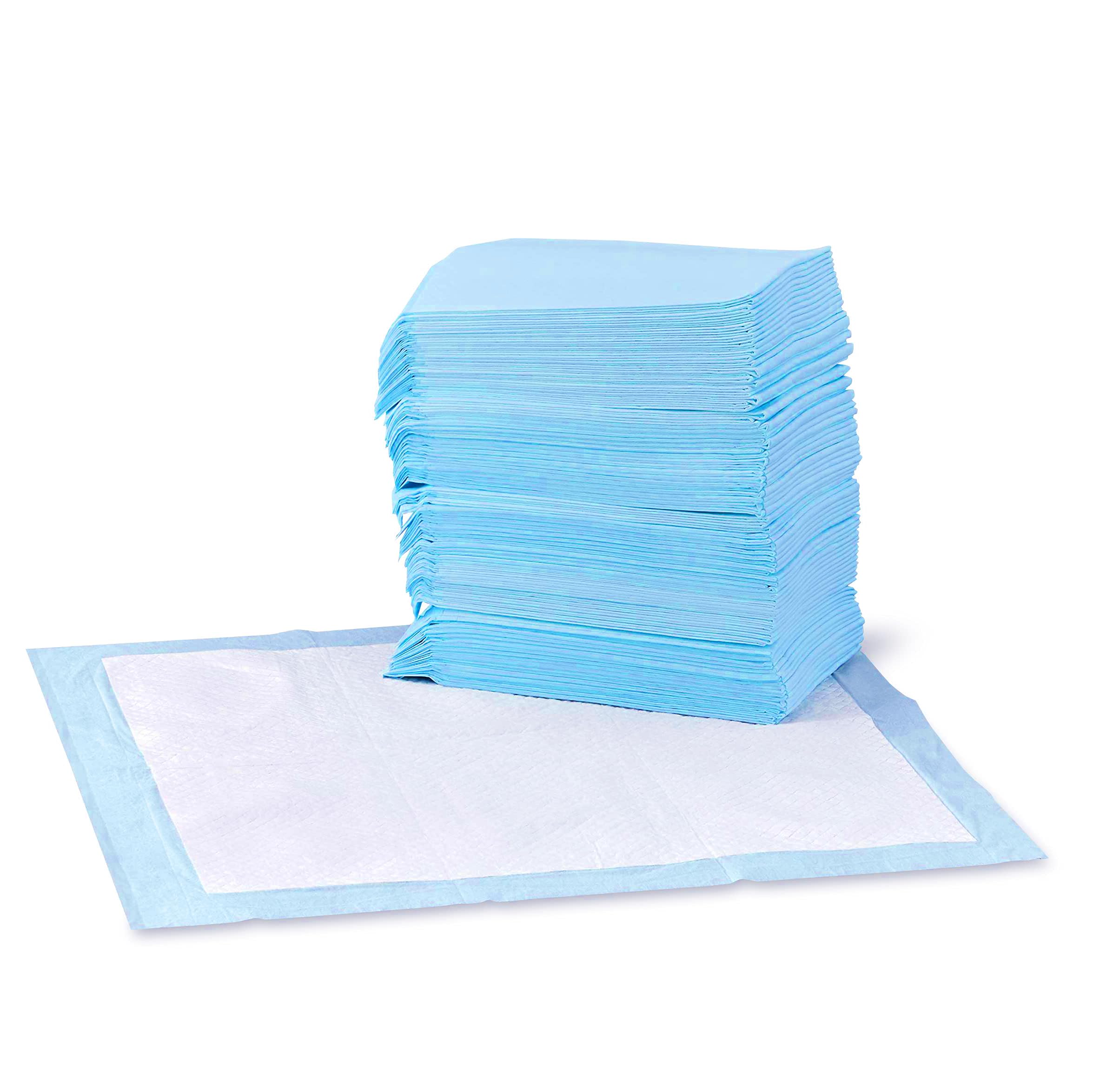 Amazon Basics Dog and Puppy Pee Pads, 5-Layer Leak-Proof Super Absorbent, Quick-Dry Surface, Potty Training, Regular (22x22"), 50 Count, Blue & White