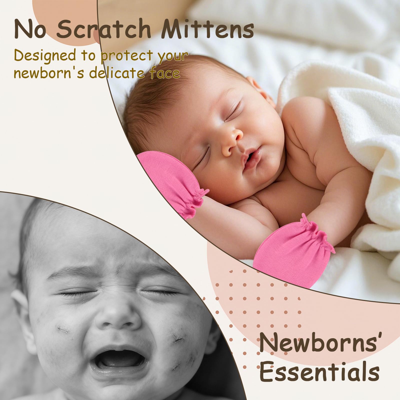 Hoiny 8 Pairs Baby Mittens Unisex, Newborn Mittens No Scratch Cotton Mitten, Newborn Essentials for 0-6 Months Boys Girls