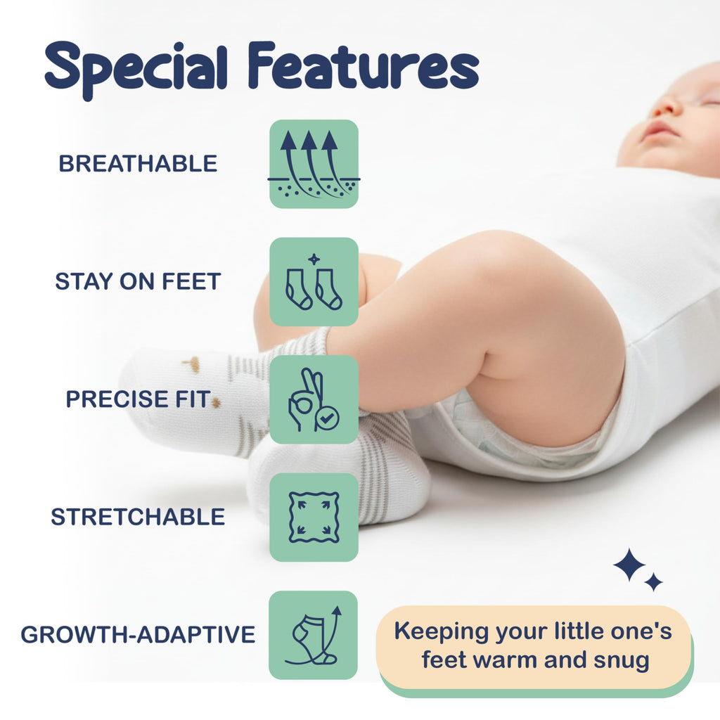 Mother's Choice Organic Cotton Baby Socks Infant 0-6 Months - 12 pairs Soft, Cozy, and Gentle Newborn Socks for Girls & Boys, Perfect Baby Gift for Everyday Wear, and Infant Comfort