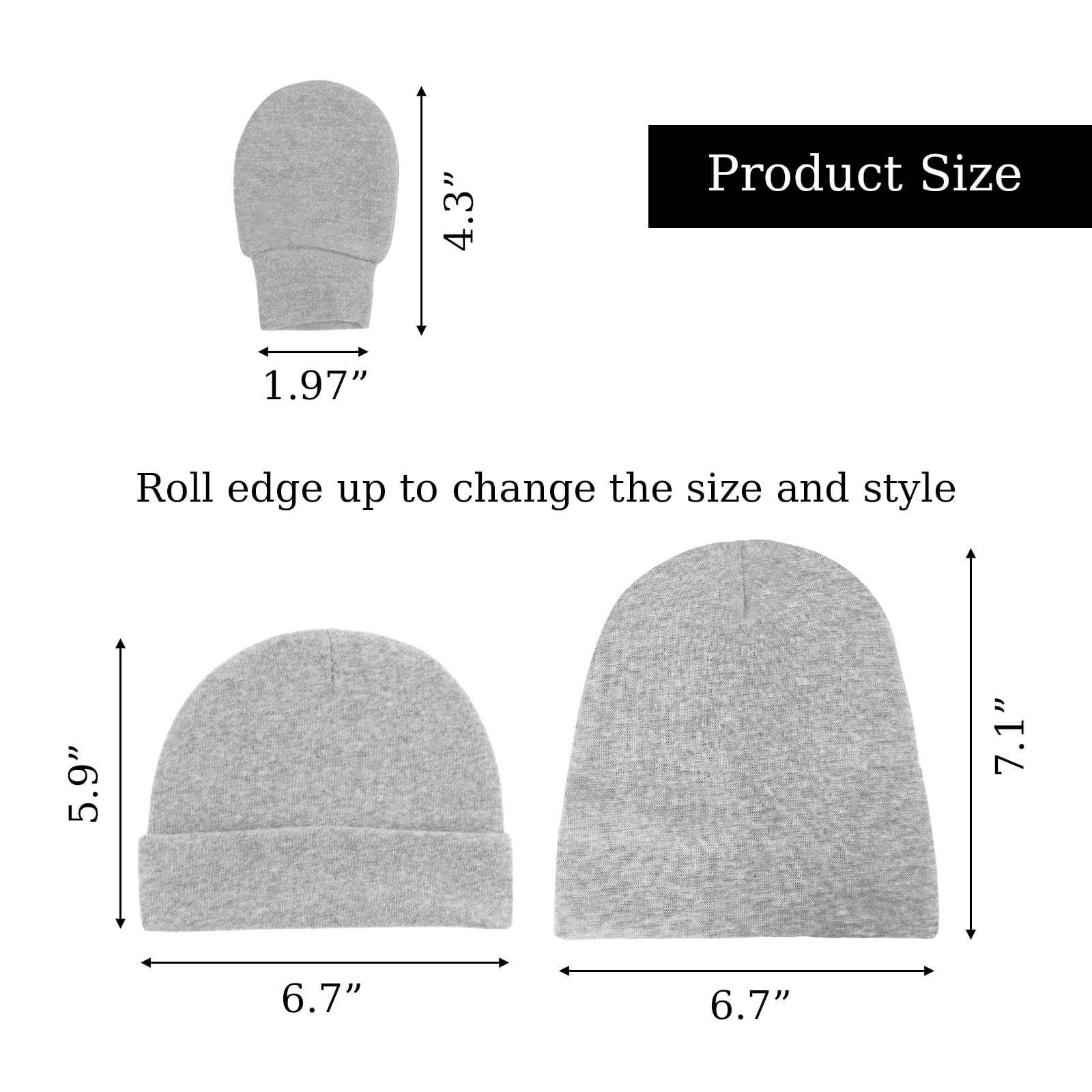 Fecawd Baby Hats and Mittens Newborn Hats Gloves Infant Beanie Soft Cap Mitten Sets for 0-6 Months Boys Girls