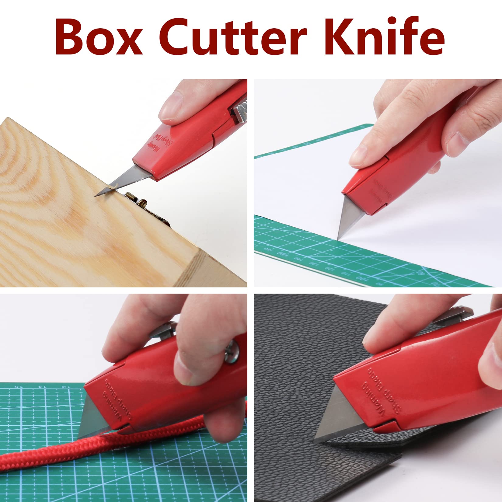 DIYSELF 2Pack Utility Knife Box Cutter Retractable Razor Blade Heavy Duty Box Cutters Knife PVC Pipe Cutter (Red)