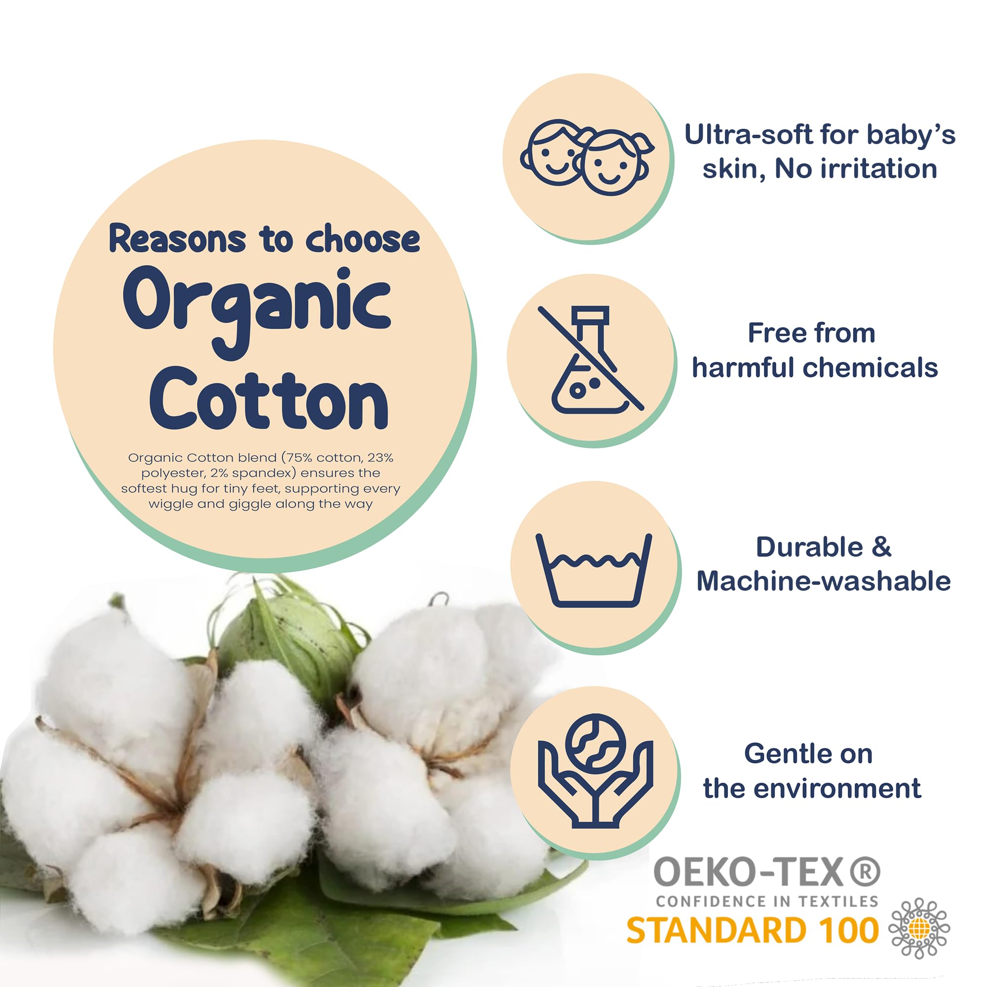 Mother's Choice Organic Cotton Baby Socks Infant 0-6 Months - 12 pairs Soft, Cozy, and Gentle Newborn Socks for Girls & Boys, Perfect Baby Gift for Everyday Wear, and Infant Comfort