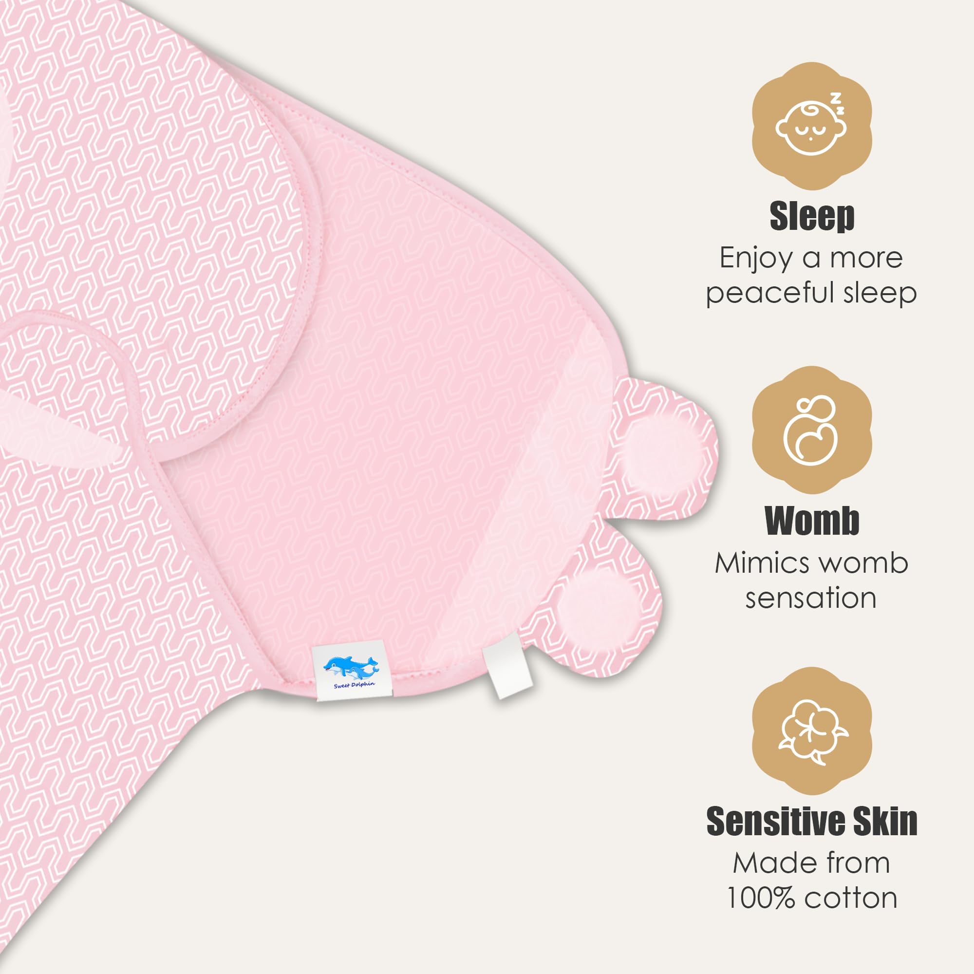 SWEET DOLPHIN 3-Pack Baby Swaddle Sleep Sacks - Newborn Swaddle Blanket with Soft Cotton - Ergonomic Wrap for Boys and Girls, 0-3 Months, Grey