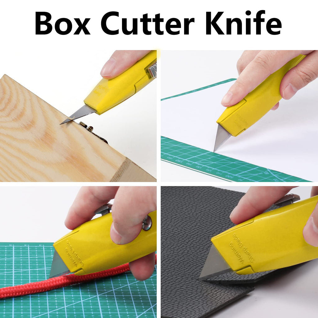 DIYSELF 2Pack Utility Knife Box Cutter Retractable Razor Blade Heavy Duty Box Cutters Knife PVC Pipe Cutter (Red)