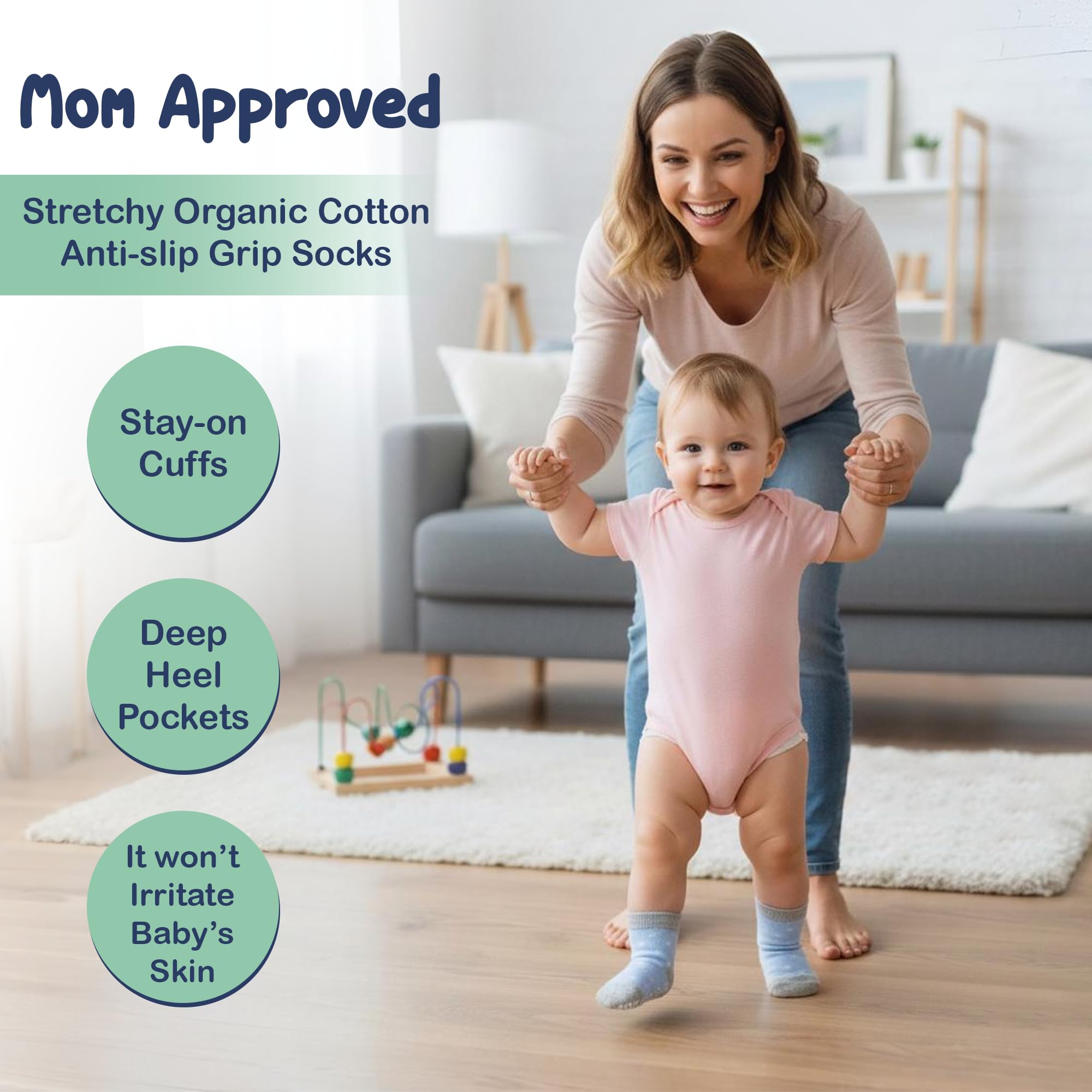 Mother's Choice Organic Cotton Baby Socks Infant 0-6 Months - 12 pairs Soft, Cozy, and Gentle Newborn Socks for Girls & Boys, Perfect Baby Gift for Everyday Wear, and Infant Comfort