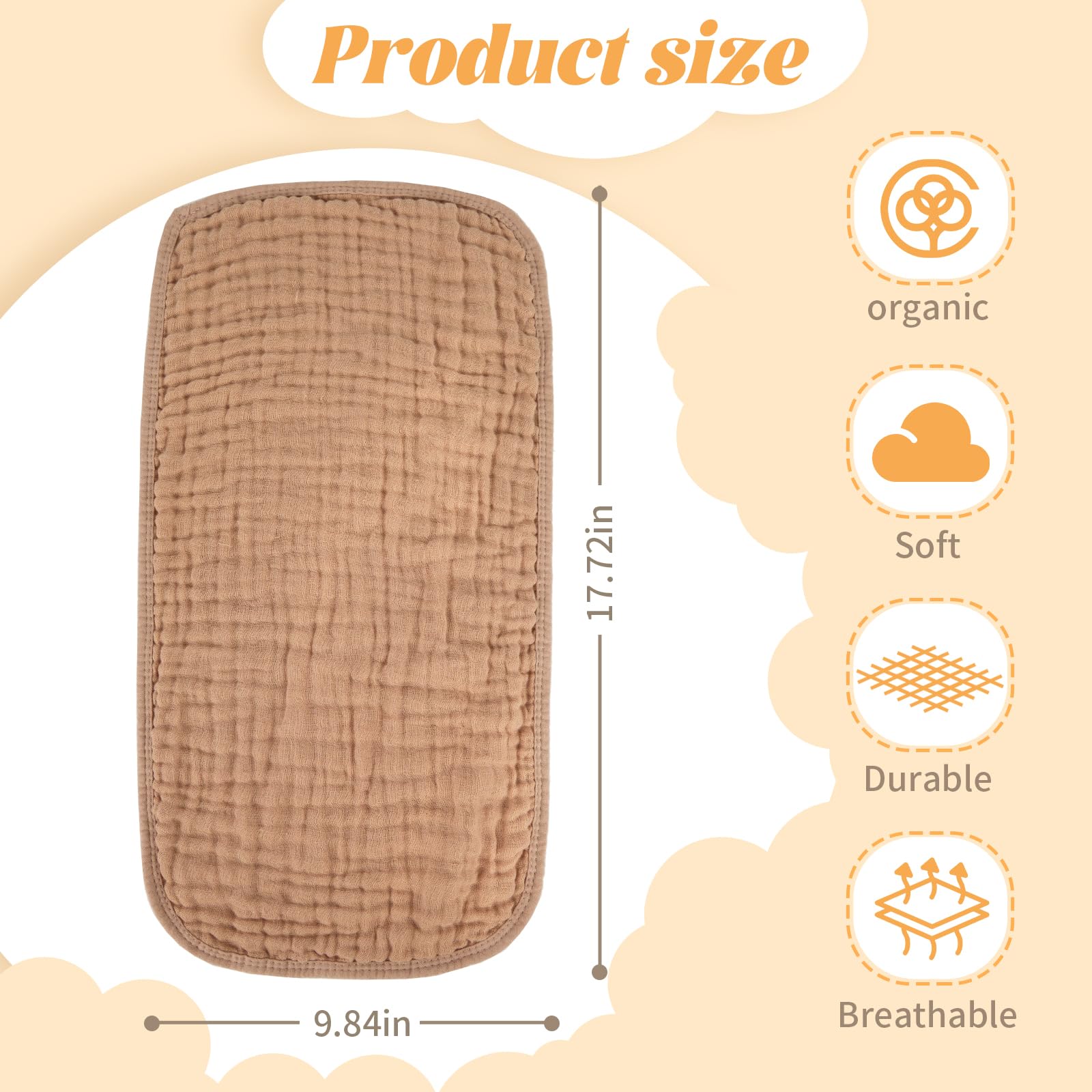 MIGIOL Muslin Burp Cloths 100% Cotton Baby Burp Cloths Soft, Absorbent 10x20 inches for Girls and Boys Baby Essentials