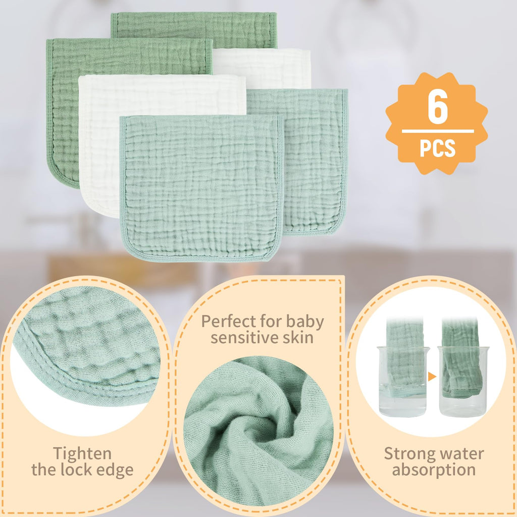 MIGIOL Muslin Burp Cloths 100% Cotton Baby Burp Cloths Soft, Absorbent 10x20 inches for Girls and Boys Baby Essentials