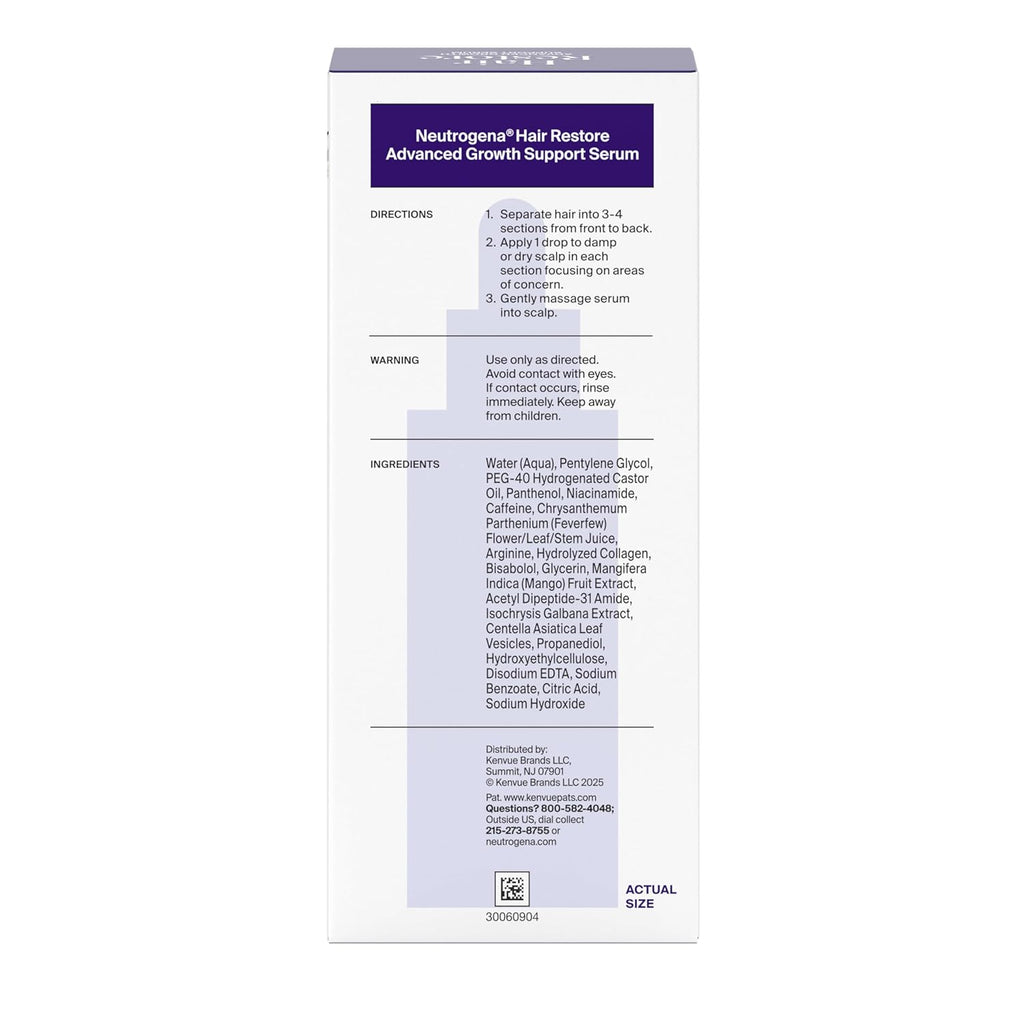 Neutrogena Hair Restore Advanced Growth Support Serum, Hair & Scalp Treatment with Micro-Peptide XP Complex to Revitalize Roots, Nourish Scalp, & Enhance Visible Hair Density, 1.7 fl. oz