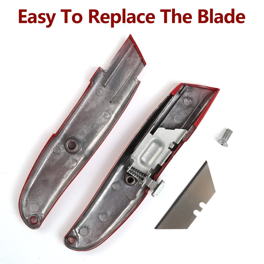 DIYSELF 2Pack Utility Knife Box Cutter Retractable Razor Blade Heavy Duty Box Cutters Knife PVC Pipe Cutter (Red)