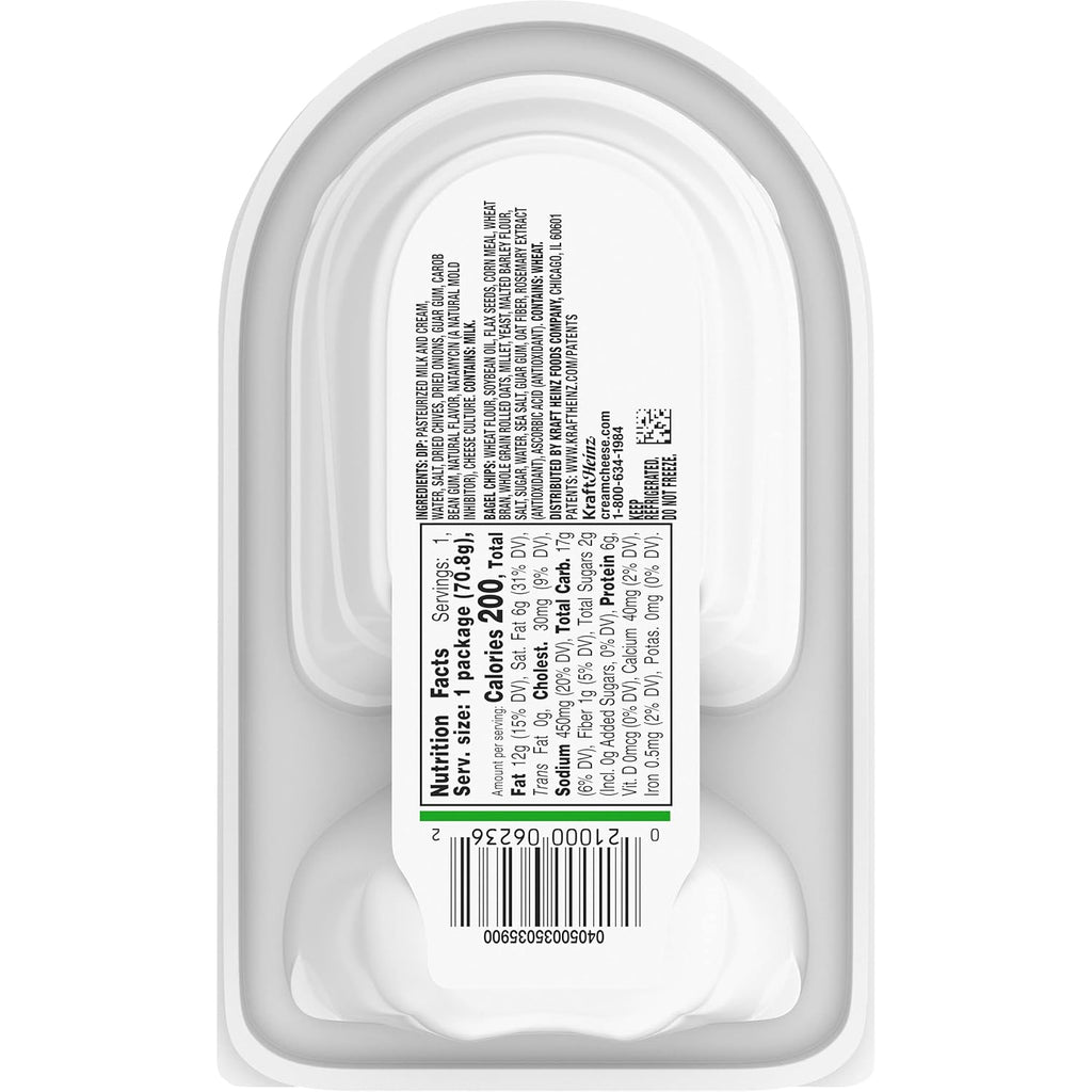 Philadelphia Multigrain Bagel Chips & Chive & Onion Cream Cheese Dip, 2.5 oz Tray