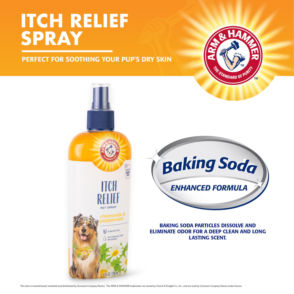 Arm & Hammer for Pets Itch Relief Spray for Dogs - Dog Itch Relief with Baking Soda Chamomile & Peppermint Scent - Professional Dog Skin Care - Anti Itch Spray for Dogs, Itchy Dog Skin Relief 8oz