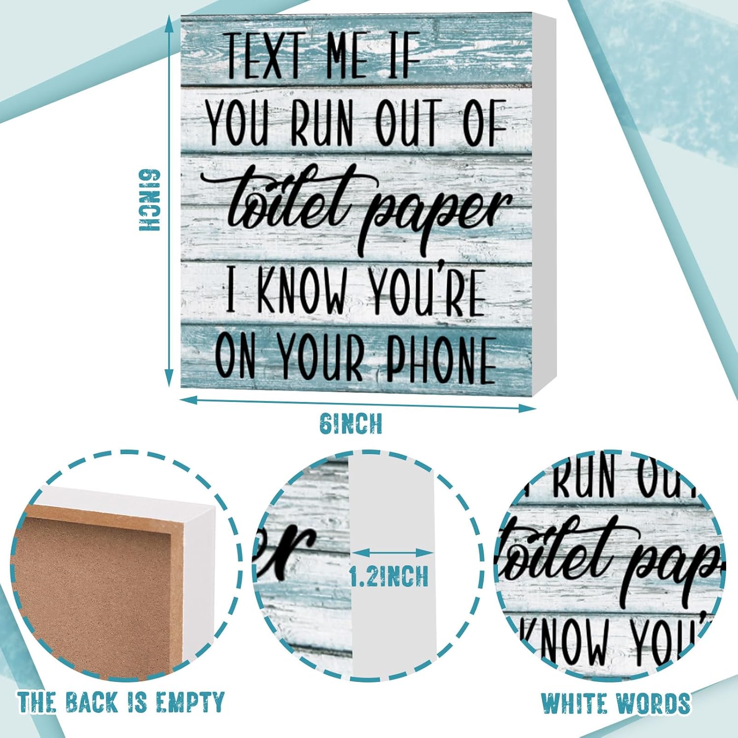 Jetec 2 Pieces Farmhouse Bathroom Signs Decor Wooden Box Sign Funny Bathroom Wall Art Rustic Wood Plaque Please Seat Yourself Decor for Home Restroom(Black)