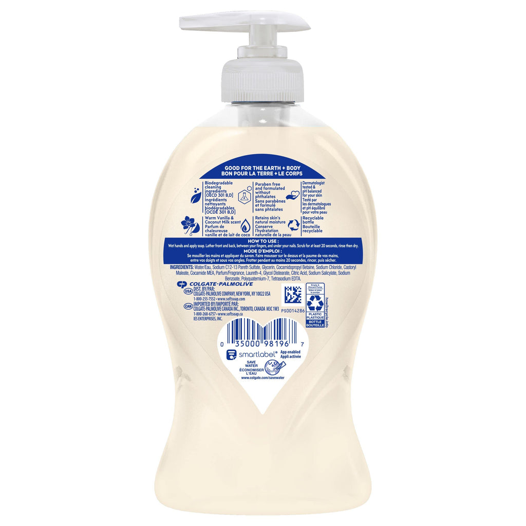 Softsoap Deeply Moisturizing Liquid Hand Soap Pump Warm Coconut Milk, Vanilla, 11.25 Fl Oz