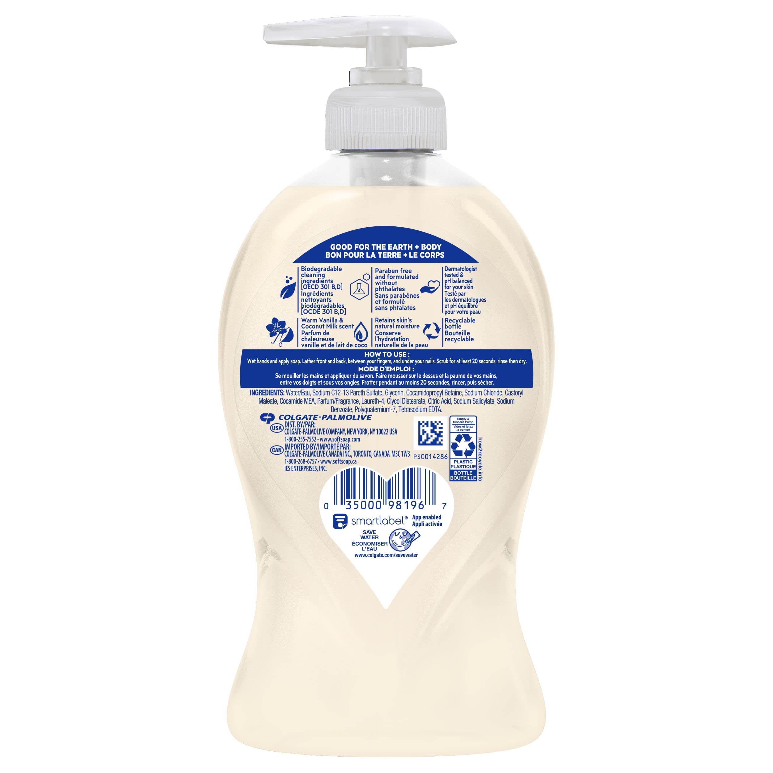 Softsoap Deeply Moisturizing Liquid Hand Soap Pump Warm Coconut Milk, Vanilla, 11.25 Fl Oz
