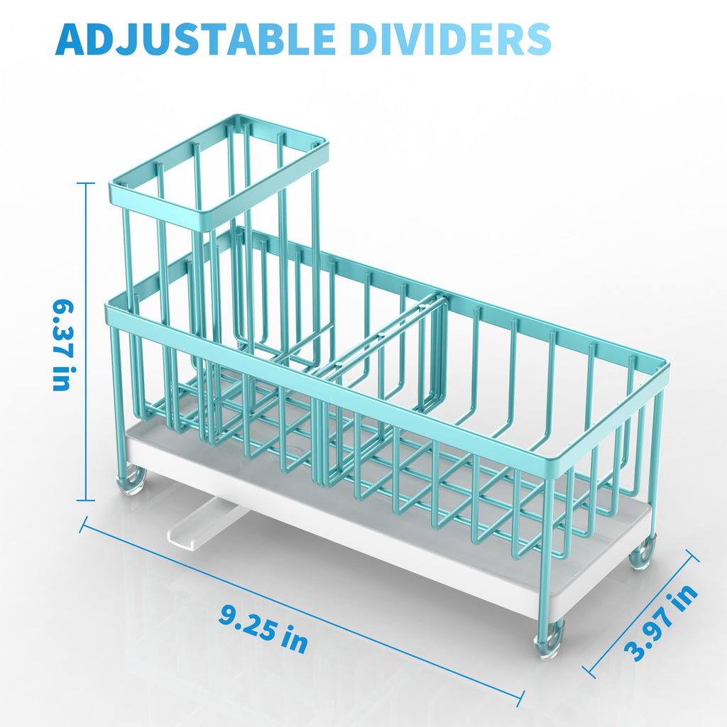 Cisily Black Sponge Holder for Kitchen Sink, Sink Caddy Organizer with High Brush Holder, Kitchen Countertop Organizers and Storage Essentials, Rustproof 304 Stainless Steel, Soap Dispenser Organize