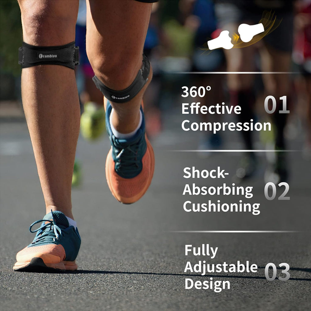 CAMBIVO 2 Pack Knee Braces for Women and Men, Patella Knee Support Strap, for Tendonitis, Basketball, Running, Hiking, Volleyball, Tennis, Squats