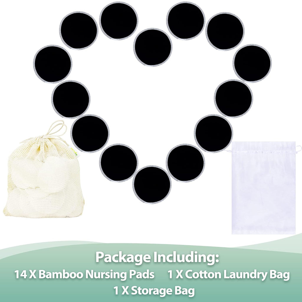 wegreeco Nursing Breast Pads (14 Pack) + Laundry Bag & Travel Storage Bag, 4.7 inch Option - Washable & Reusable Breastfeeding Nursing Pads (Mild, Large)