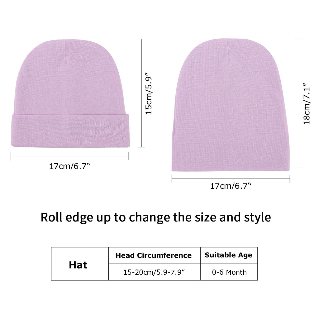 DRESHOW BQUBO 6 Pack Baby Beanie Hats for Unisex Infant Toddler Cotton Beanie Newborn Hospital Hat for Boys Girls 0-6 Months