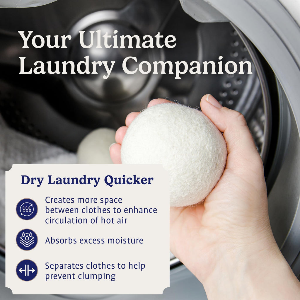 Handy Laundry Wool Dryer Balls - Natural Fabric Softener, Reusable, Reduces Clothing Wrinkles and Saves Drying Time, Better Alternative to Plastic Balls and Liquid Softener (Pack of 4)