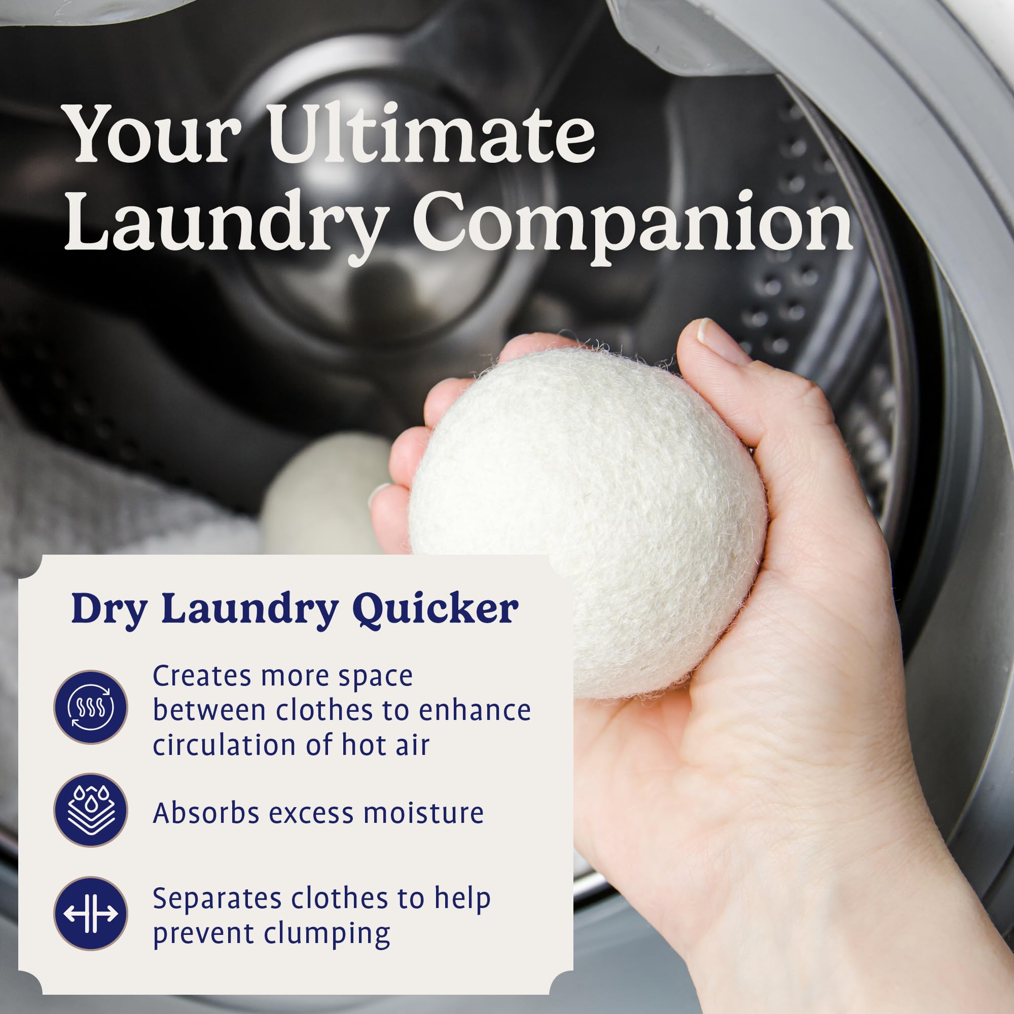 Handy Laundry Wool Dryer Balls - Natural Fabric Softener, Reusable, Reduces Clothing Wrinkles and Saves Drying Time, Better Alternative to Plastic Balls and Liquid Softener (Pack of 4)
