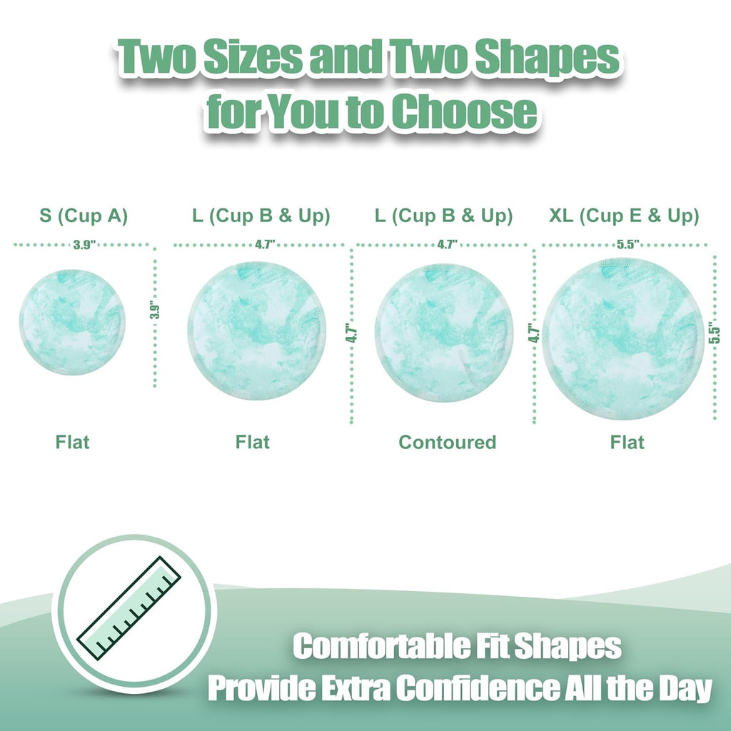 wegreeco Nursing Breast Pads (14 Pack) + Laundry Bag & Travel Storage Bag, 4.7 inch Option - Washable & Reusable Breastfeeding Nursing Pads (Mild, Large)