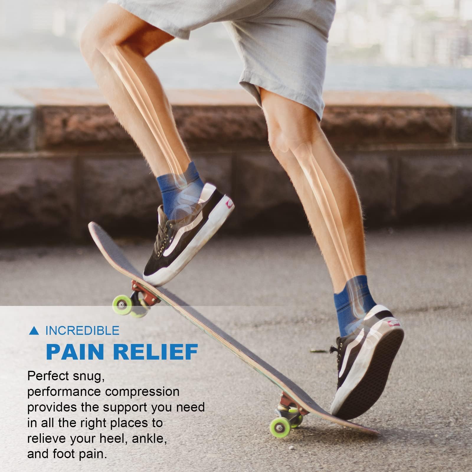 Plantar Fasciitis Sock (6 Pairs) for Men and Women, Compression Foot Sleeves with Arch and Ankle Support, Black, X-Large