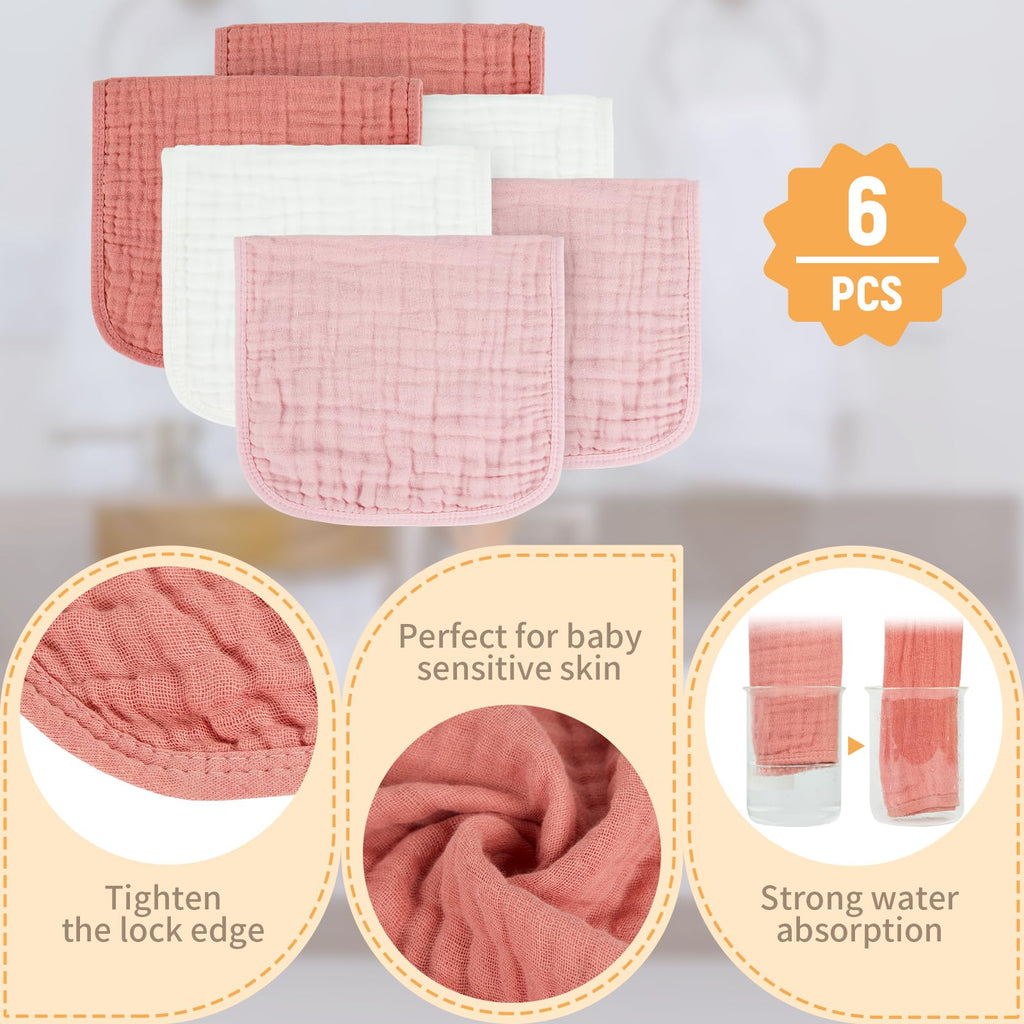MIGIOL Muslin Burp Cloths 100% Cotton Baby Burp Cloths Soft, Absorbent 10x20 inches for Girls and Boys Baby Essentials