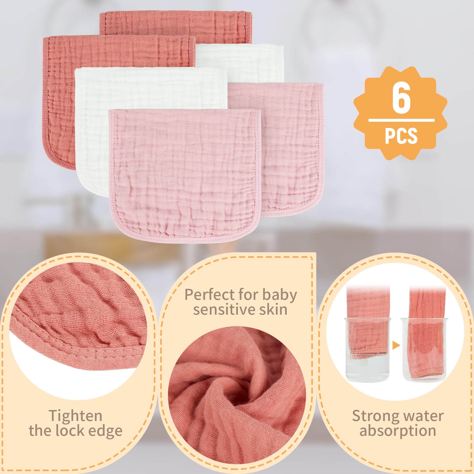 MIGIOL Muslin Burp Cloths 100% Cotton Baby Burp Cloths Soft, Absorbent 10x20 inches for Girls and Boys Baby Essentials