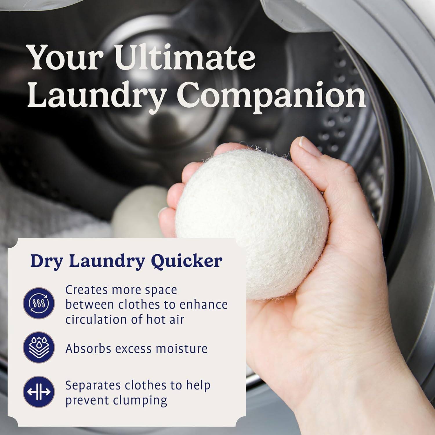Handy Laundry Wool Dryer Balls - Natural Fabric Softener, Reusable, Reduces Clothing Wrinkles and Saves Drying Time, Better Alternative to Plastic Balls and Liquid Softener (Pack of 4)
