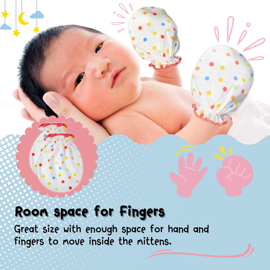 RATIVE Baby Mittens No Scratch Organic Cotton for Newborn 0-6 Months | Baby Essentials Must-Haves for Boys & Girls
