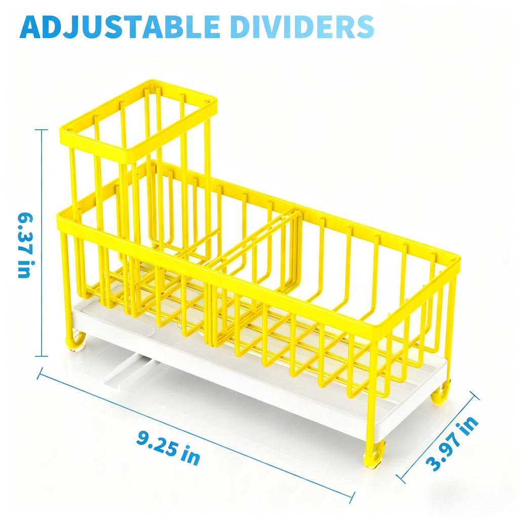 Cisily Black Sponge Holder for Kitchen Sink, Sink Caddy Organizer with High Brush Holder, Kitchen Countertop Organizers and Storage Essentials, Rustproof 304 Stainless Steel, Soap Dispenser Organize