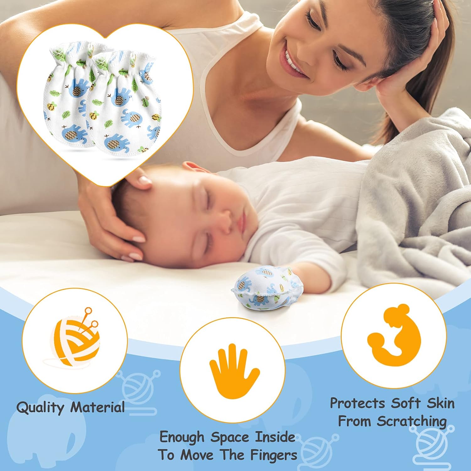 Geyoga 24 Pairs Newborn Baby Mittens No Scratch Mittens Soft Elastic Infant Baby Gloves for 0-6 Months Boy Girl