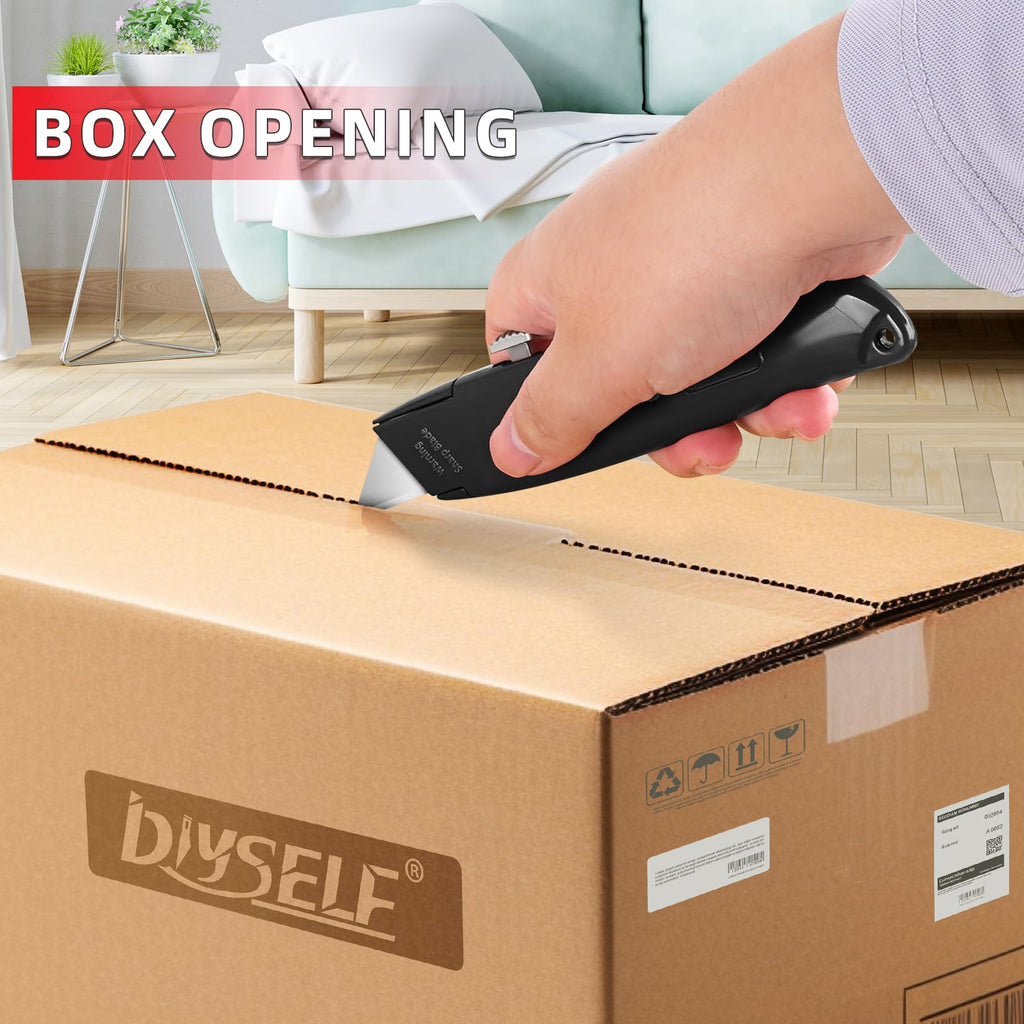 DIYSELF 2Pack Utility Knife Box Cutter Retractable Razor Blade Heavy Duty Box Cutters Knife PVC Pipe Cutter (Red)
