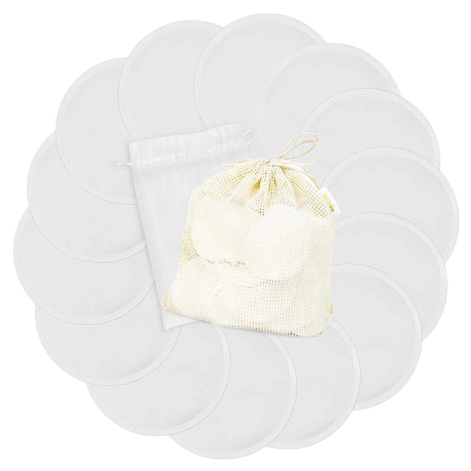 wegreeco Nursing Breast Pads (14 Pack) + Laundry Bag & Travel Storage Bag, 4.7 inch Option - Washable & Reusable Breastfeeding Nursing Pads (Mild, Large)