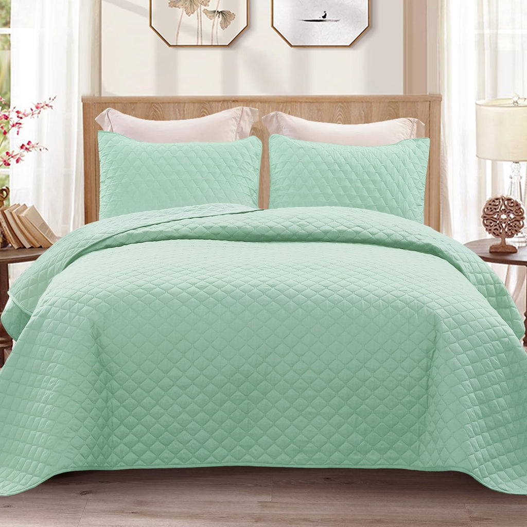 Exclusivo Mezcla Reversible Full Queen Quilt Bedding Set with Pillow Shams, Lightweight Quilts Queen Size, Soft Bedspreads Bed Coverlets for All Seasons - (Lilac Ash, 90"x96")