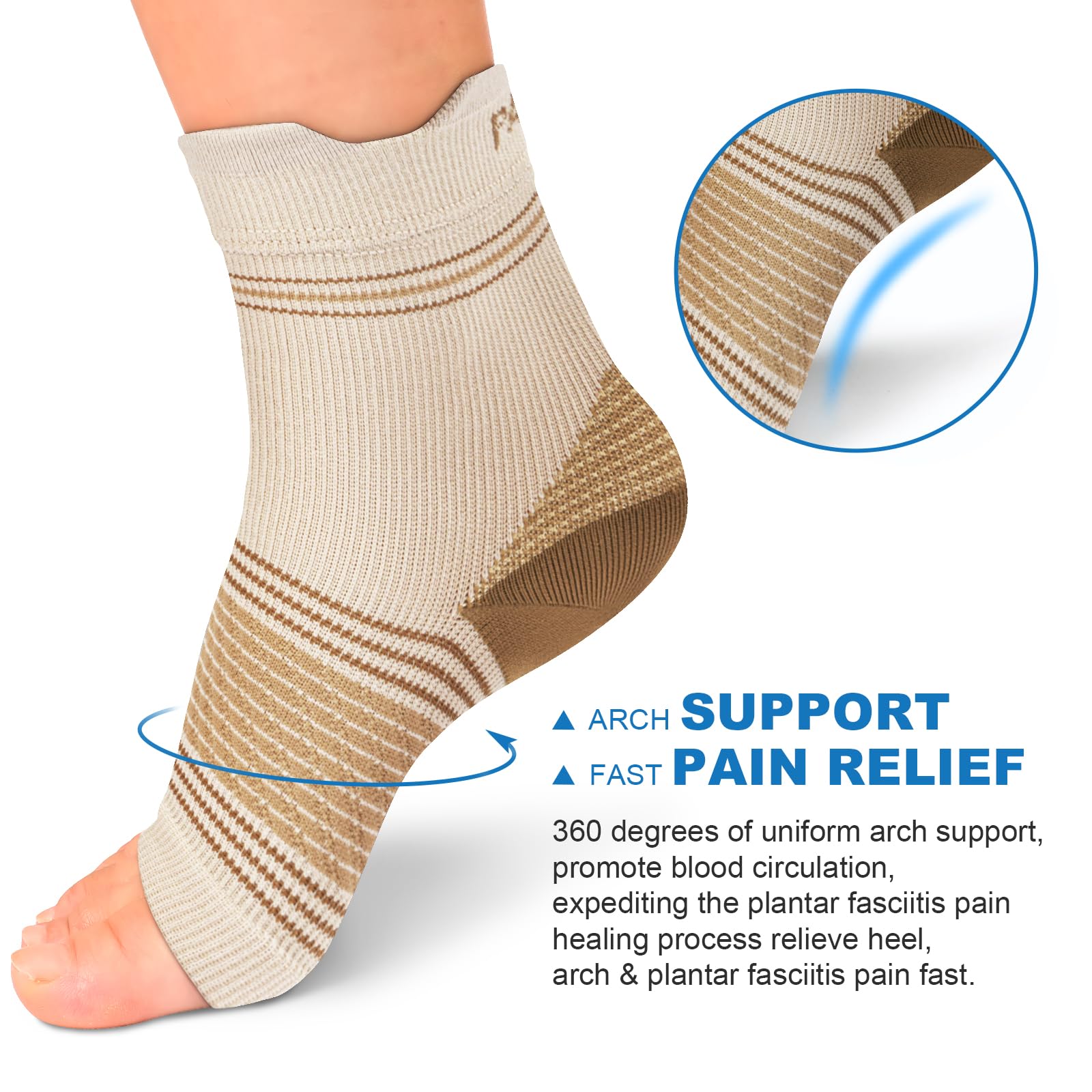 Plantar Fasciitis Sock (6 Pairs) for Men and Women, Compression Foot Sleeves with Arch and Ankle Support, Black, X-Large