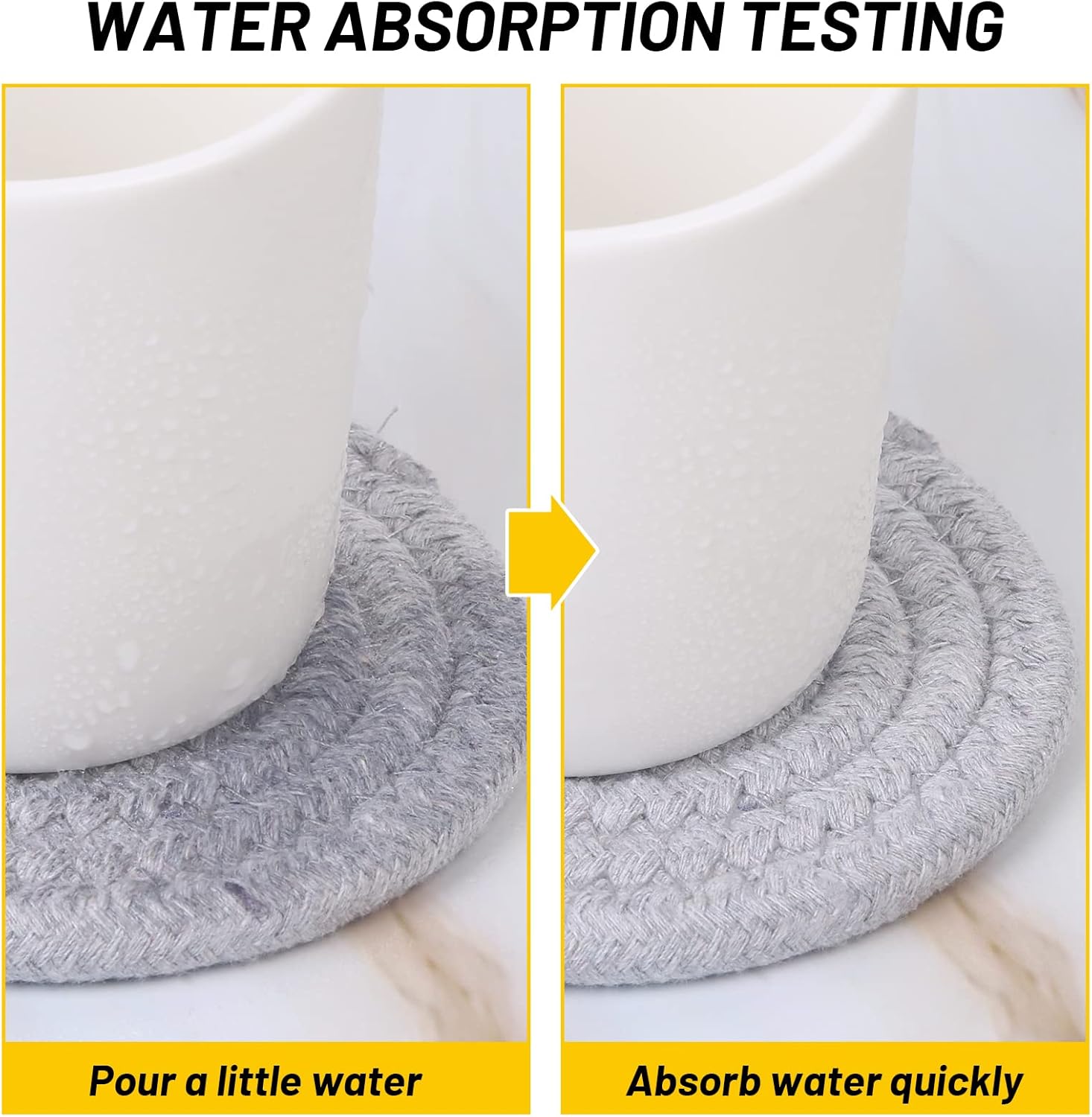 Mckanti 8 Pcs Drink Coasters with Holder, 4 Colors Absorbent Coasters, Minimalist Cotton Woven Coaster Set for Living Room Decor, Tabletop Protection Suitable for Kinds of Cups, 4.3 Inches