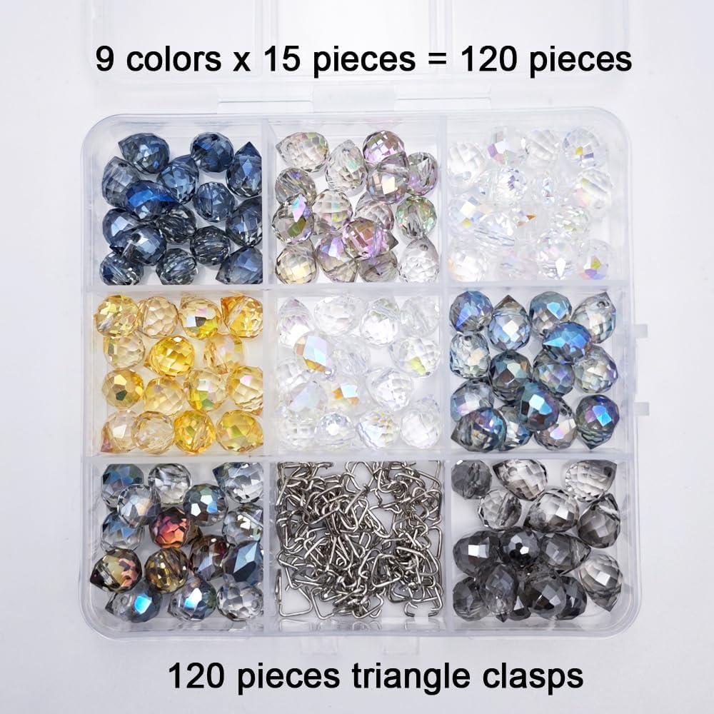 INSPIRELLE 120 Pieces Crystal Teardrop Charms Multicolor Glass Faceted Waterdrop Pendants for Jewerly Craft Making 8x10mm