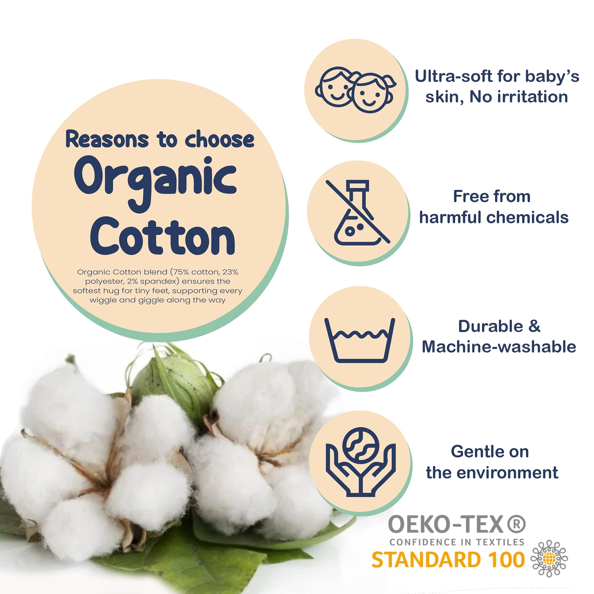 Mother's Choice Organic Cotton Baby Socks Infant 0-6 Months - 12 pairs Soft, Cozy, and Gentle Newborn Socks for Girls & Boys, Perfect Baby Gift for Everyday Wear, and Infant Comfort