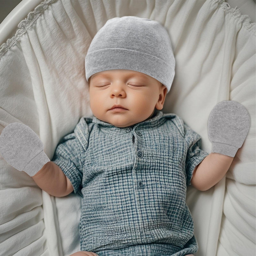 Fecawd Baby Hats and Mittens Newborn Hats Gloves Infant Beanie Soft Cap Mitten Sets for 0-6 Months Boys Girls