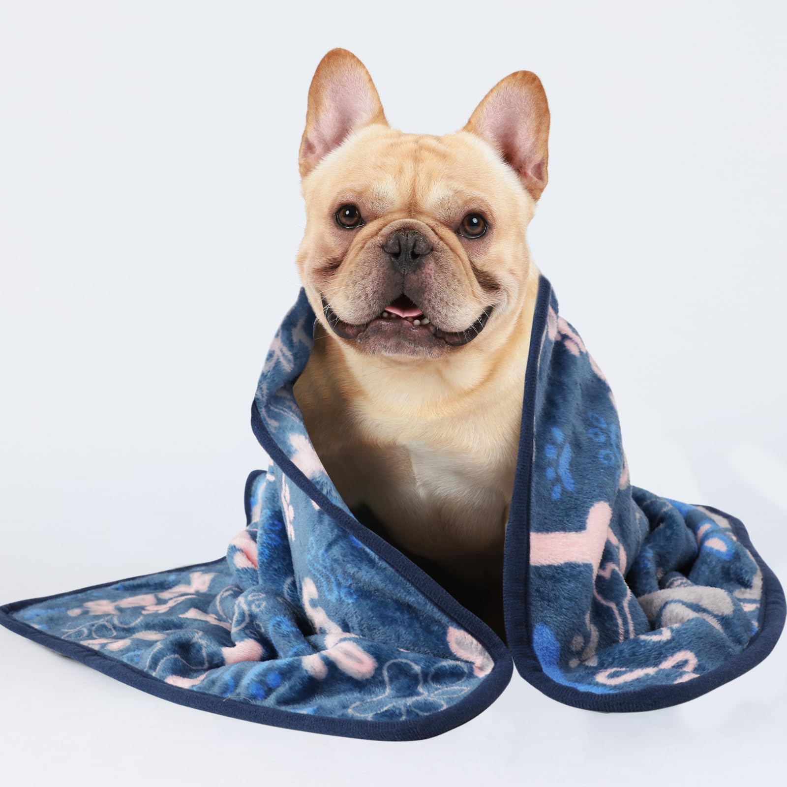 Luciphia 1 Pack 3 Blankets Fluffy Premium Fleece Pet Blanket Flannel Paw Printed Throw for Dog Cat(Small 23x16'', Grey/Brown/Blue)